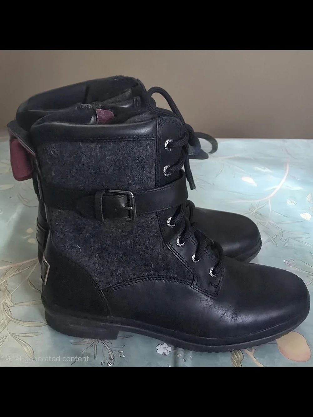 UGG Women's Black Lace-Up Side-Zip Winter Boots